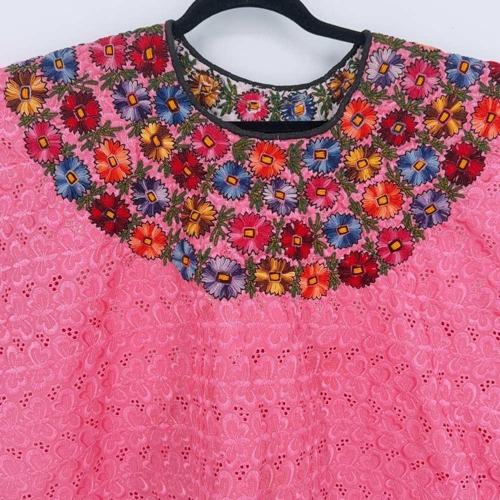 Guatemalan Huipil Blouse Cover Up, hand-embroidered - Picture 2 of 9
